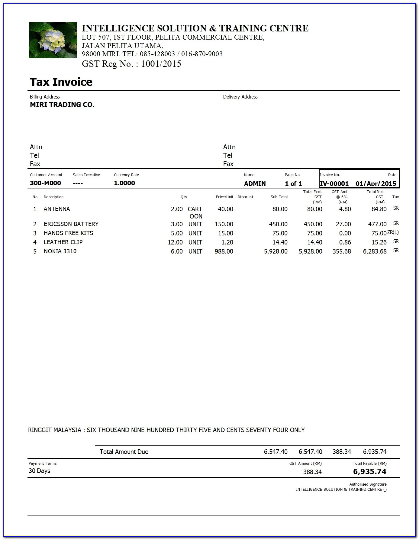 Sample Invoice For Services Rendered Download