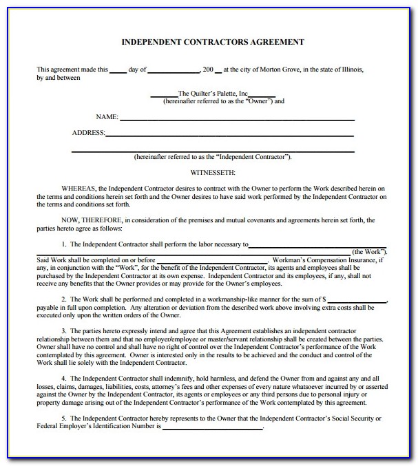 Simple Independent Contractor Agreement Template Ontario