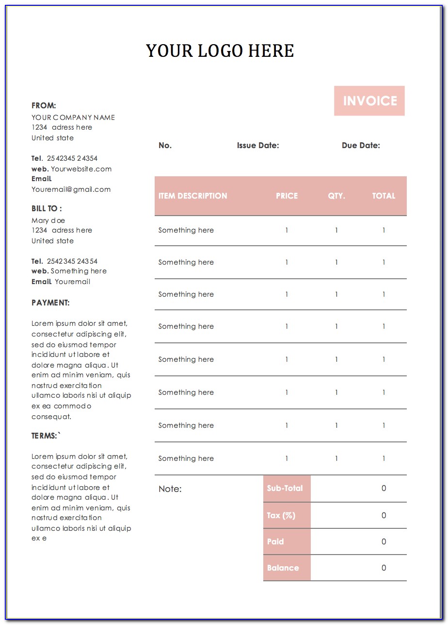 Simple Invoice Template Open Office