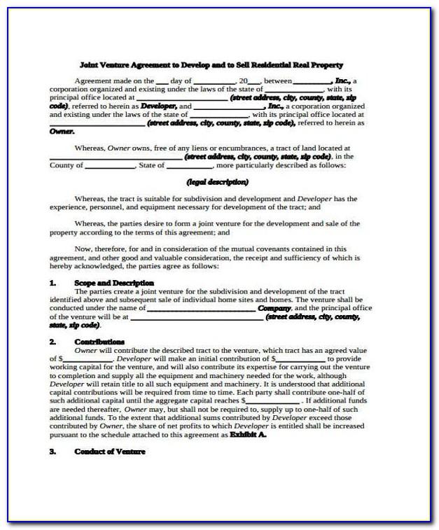 South African Joint Venture Agreement Template