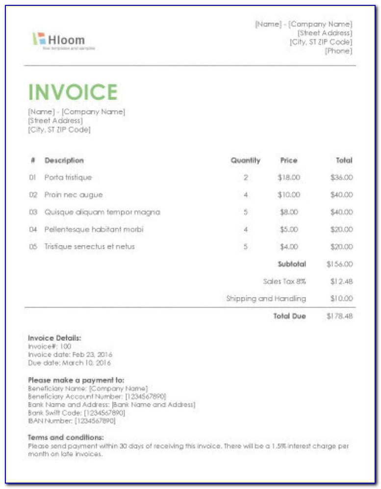 excel invoice template with automatic invoice numbering free download
