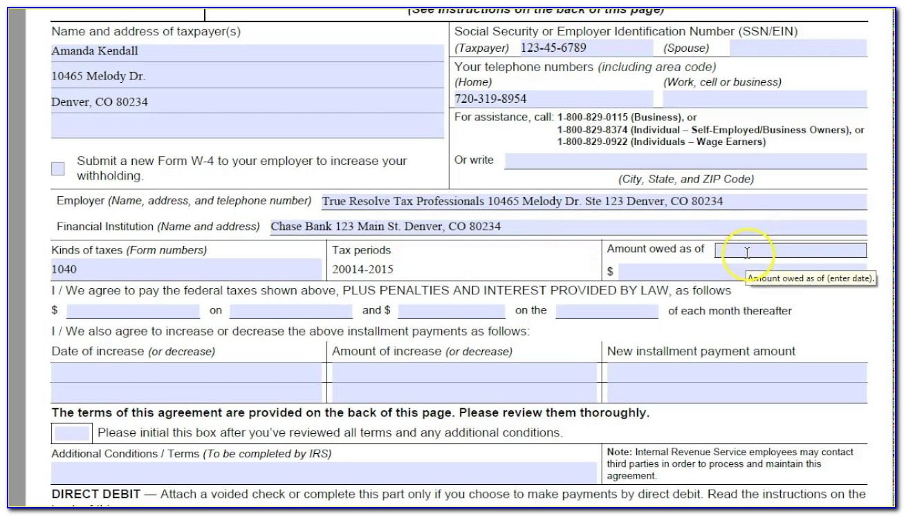 Where To Mail Irs Installment Agreement Form 433 D