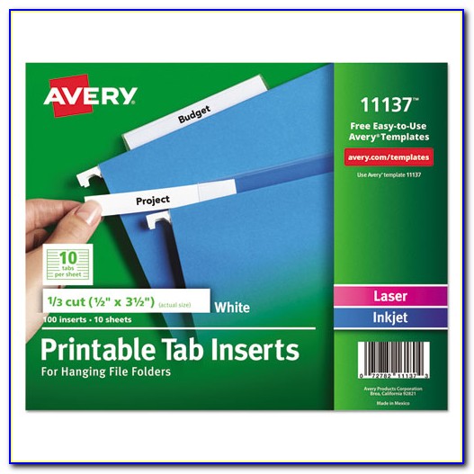 Avery Hanging File Folder Tabs Template