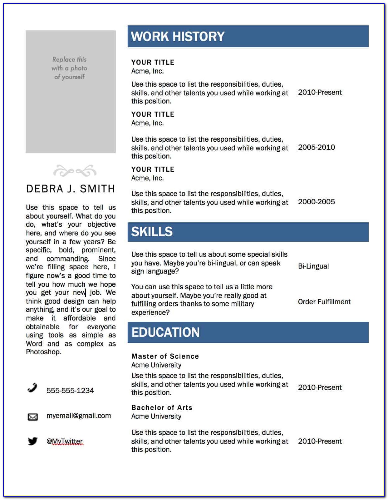 Download Free Resume Templates For Microsoft Office