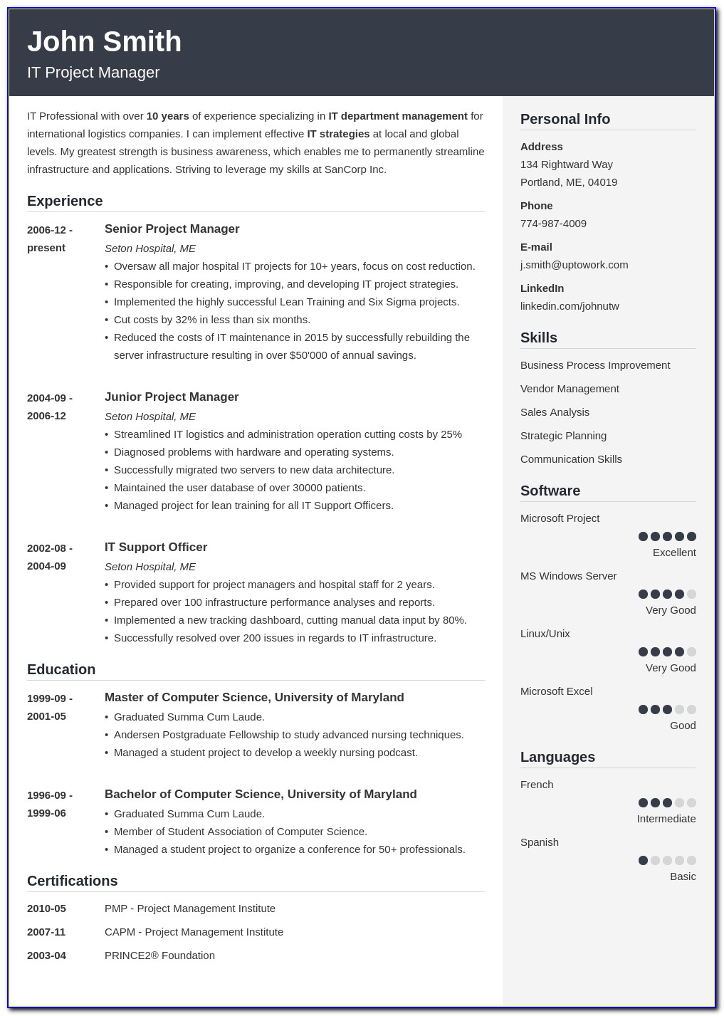 Download Free Resume Templates For Word 2007