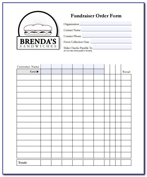 Editable Fundraiser Order Form Template