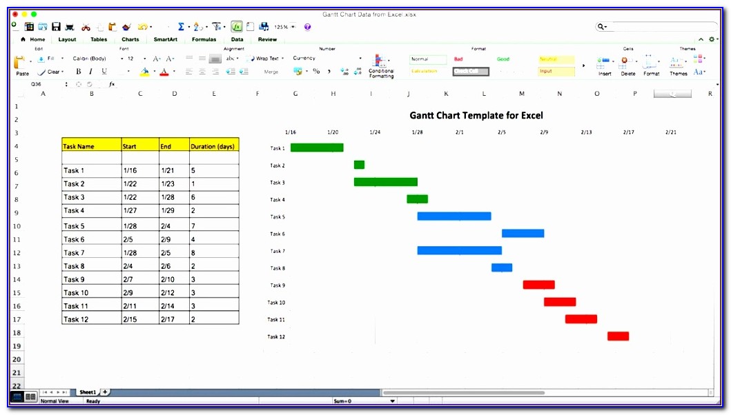 Excel Project Plan Gantt Chart Template