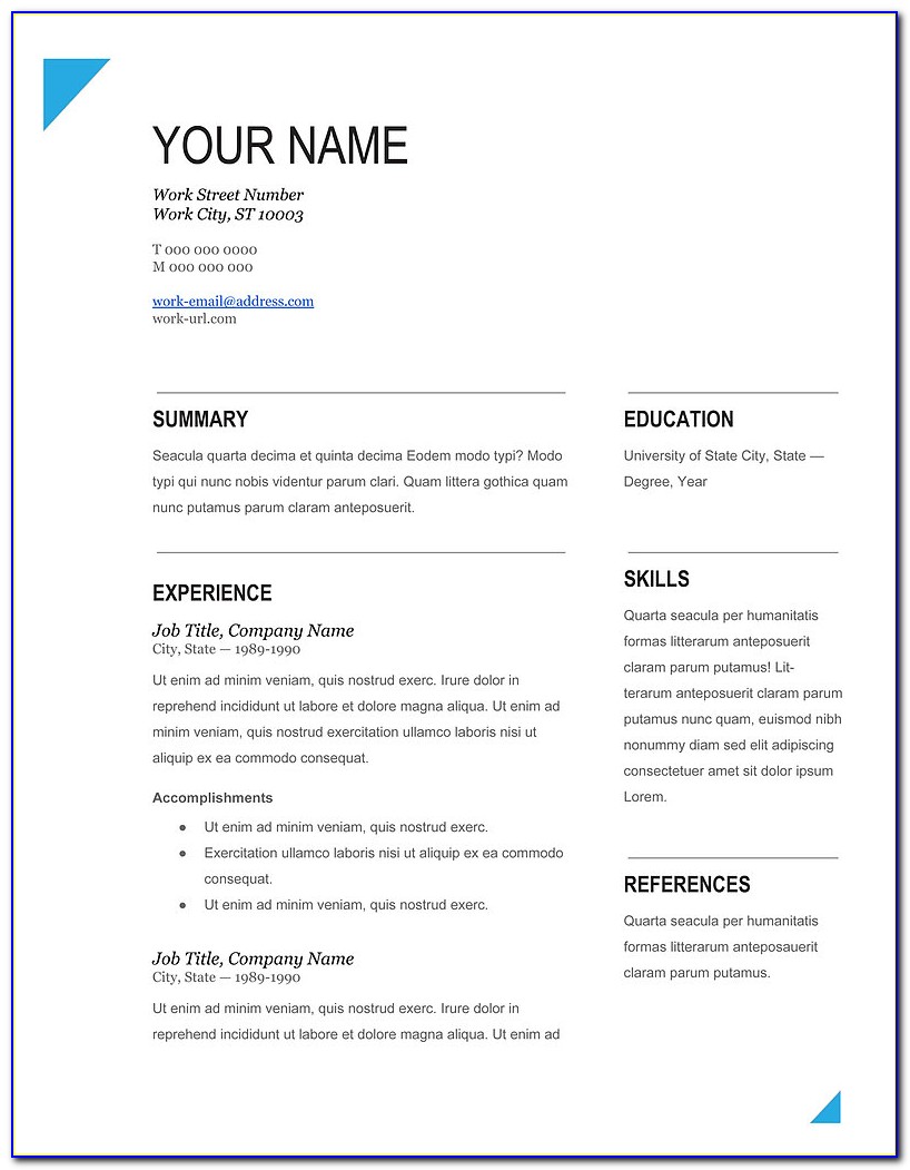 Free Cv Format In Ms Word Download