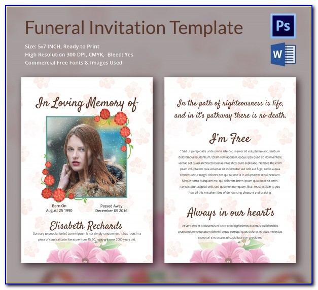 Free Funeral Invitation Card Template