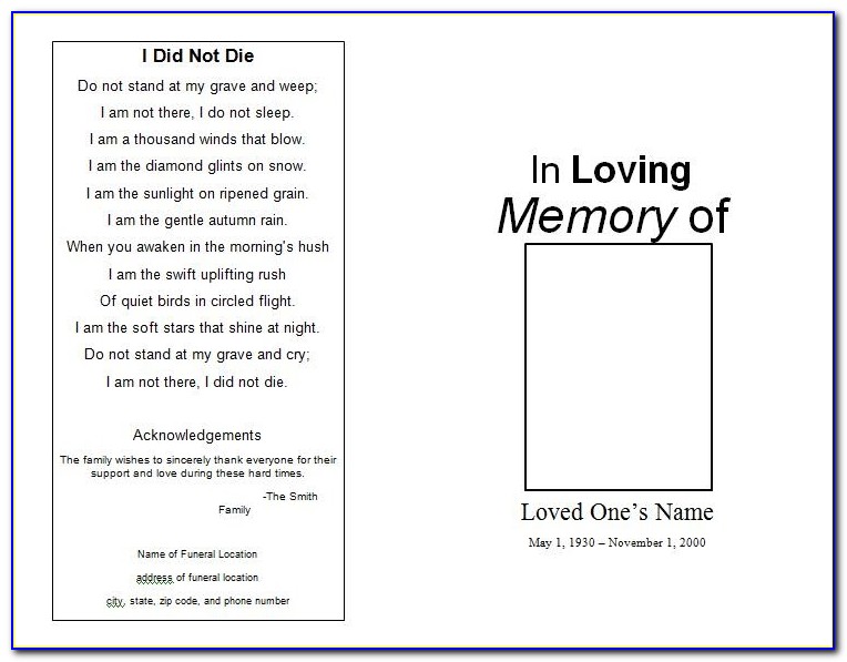 Free Funeral Service Program Template Word