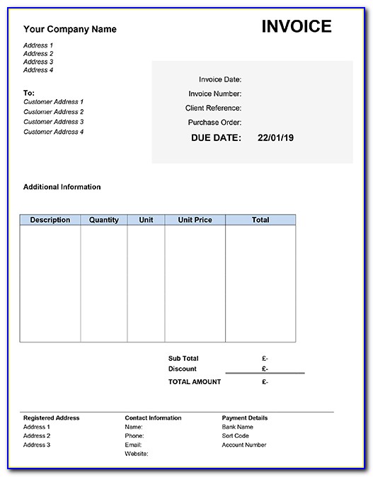 Free Invoice Template Excel South Africa