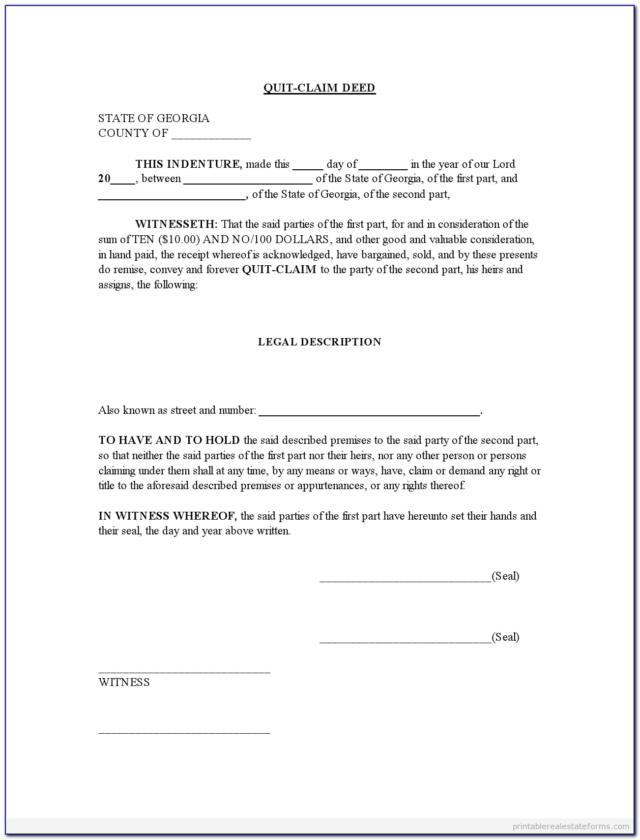 Free Michigan Quit Claim Deed Template