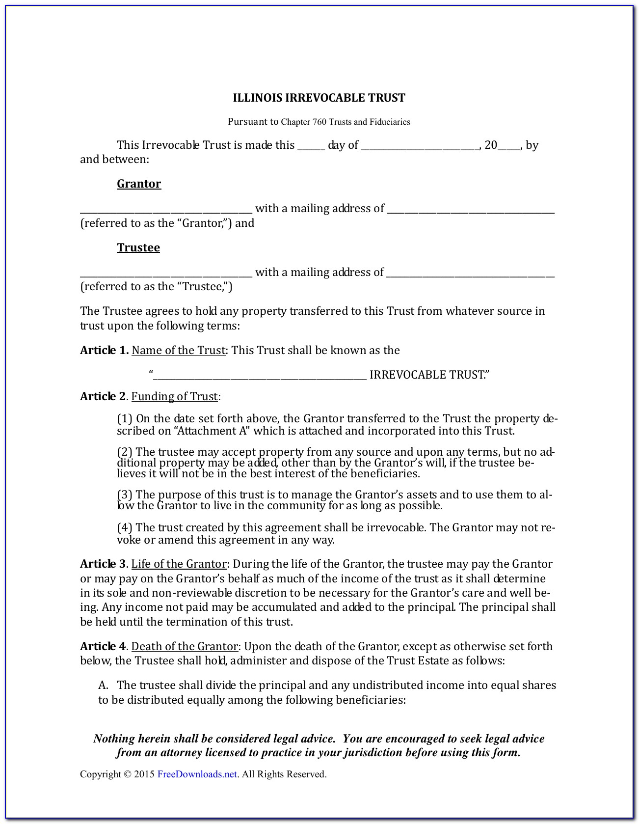 Free Online Revocable Living Trust Forms