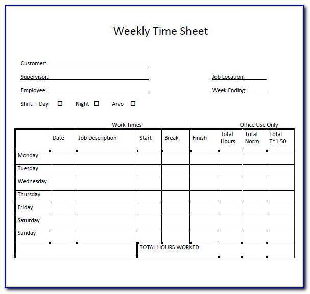 Free Printable Employee Weekly Schedule Template