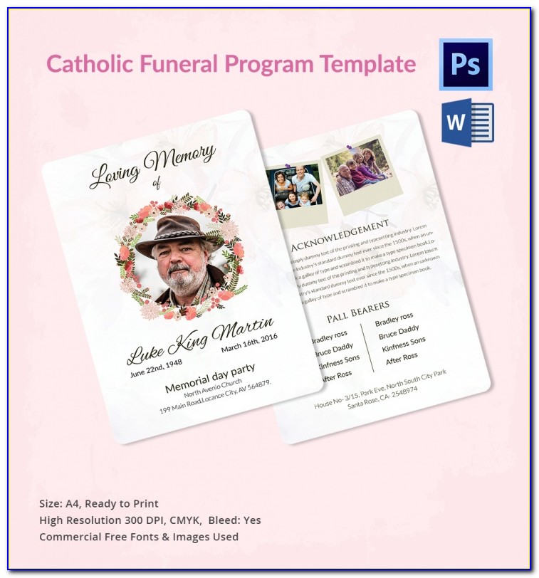 Free Printable Tri Fold Funeral Program Template