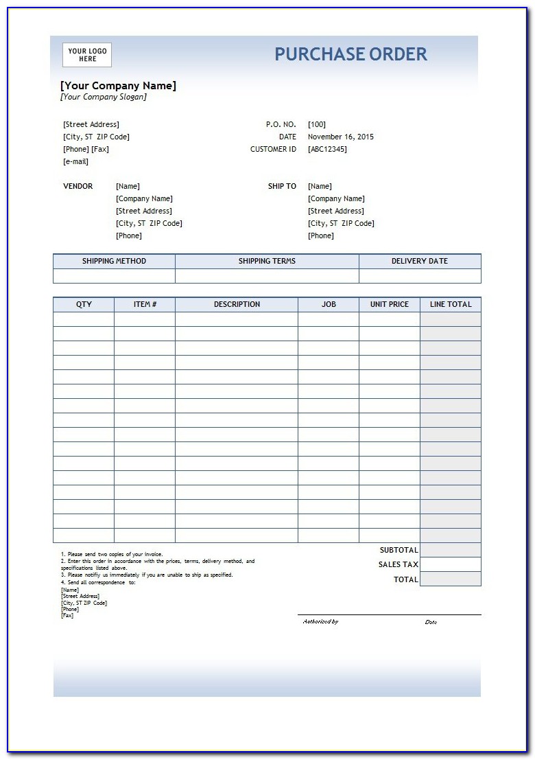 Free Purchase Order Tracking Excel Template