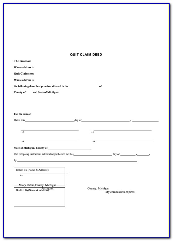 Free Quit Claim Deed Template Florida