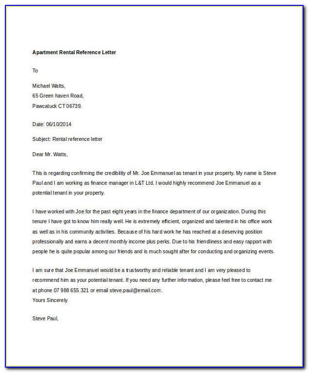 Free Reference Letter Template For Tenant