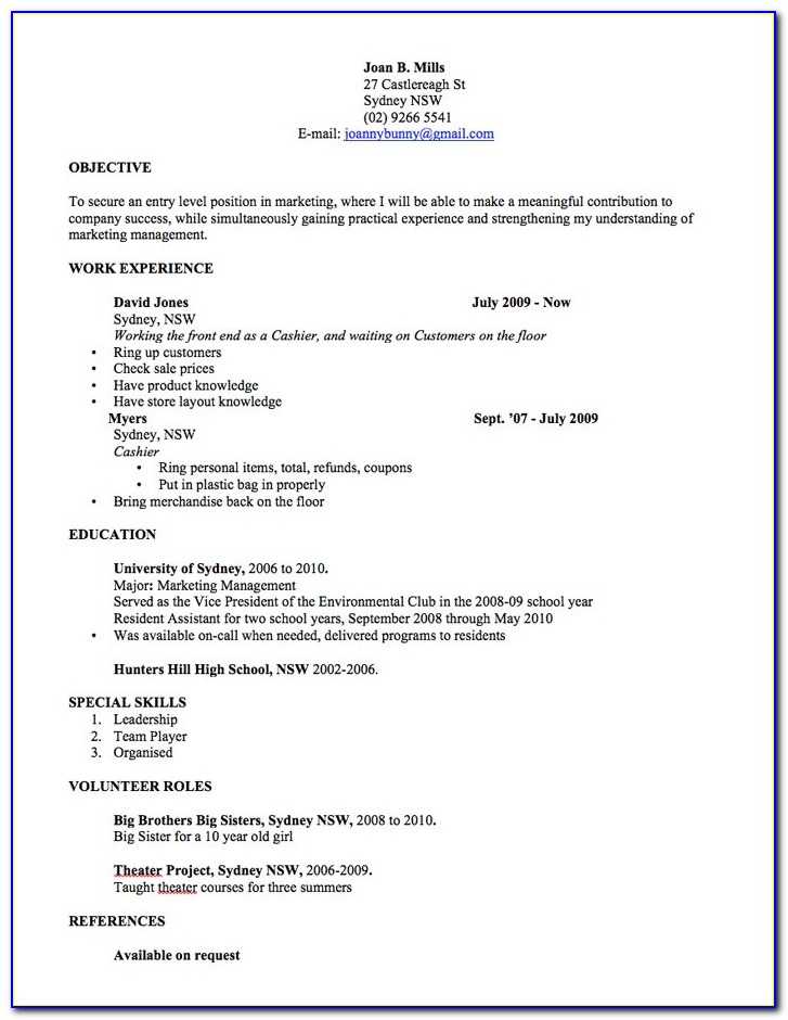 Free Resume Template Australia 2015