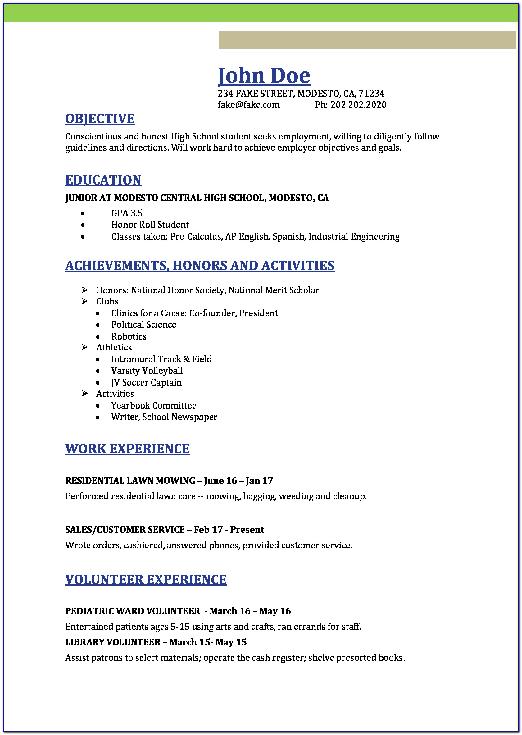 Free Resume Template In Word Download