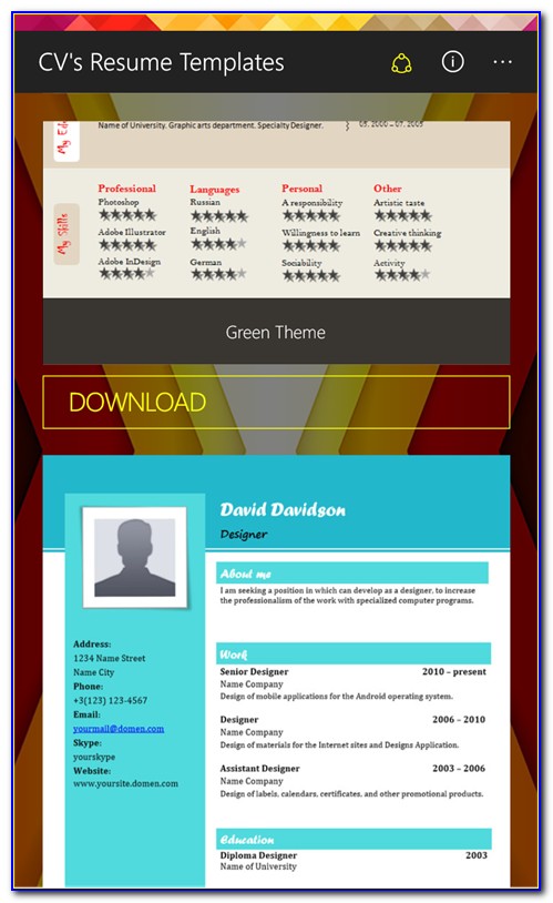 Free Resume Templates Download For Windows 7
