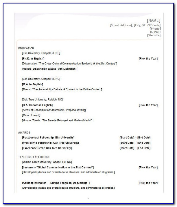 Free Resume Templates For Microsoft Word 2007