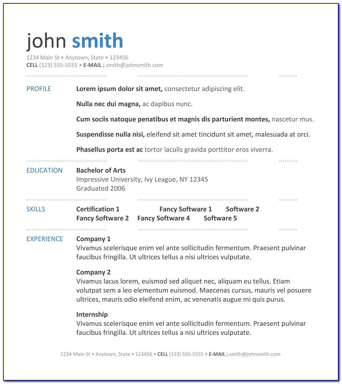Free Resume Templates For Scholarships