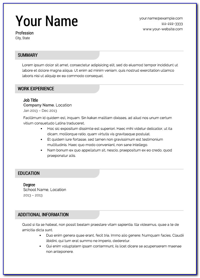 Free Resume Templates For Teachers To Download
