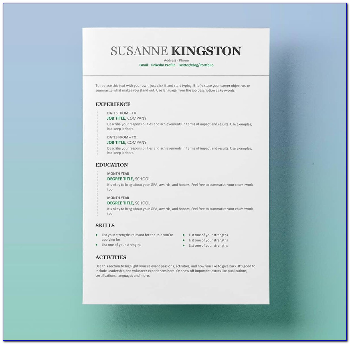 Free Resume Templates Word Download
