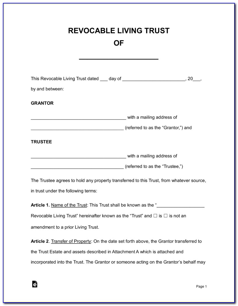 Free Revocable Living Trust Document