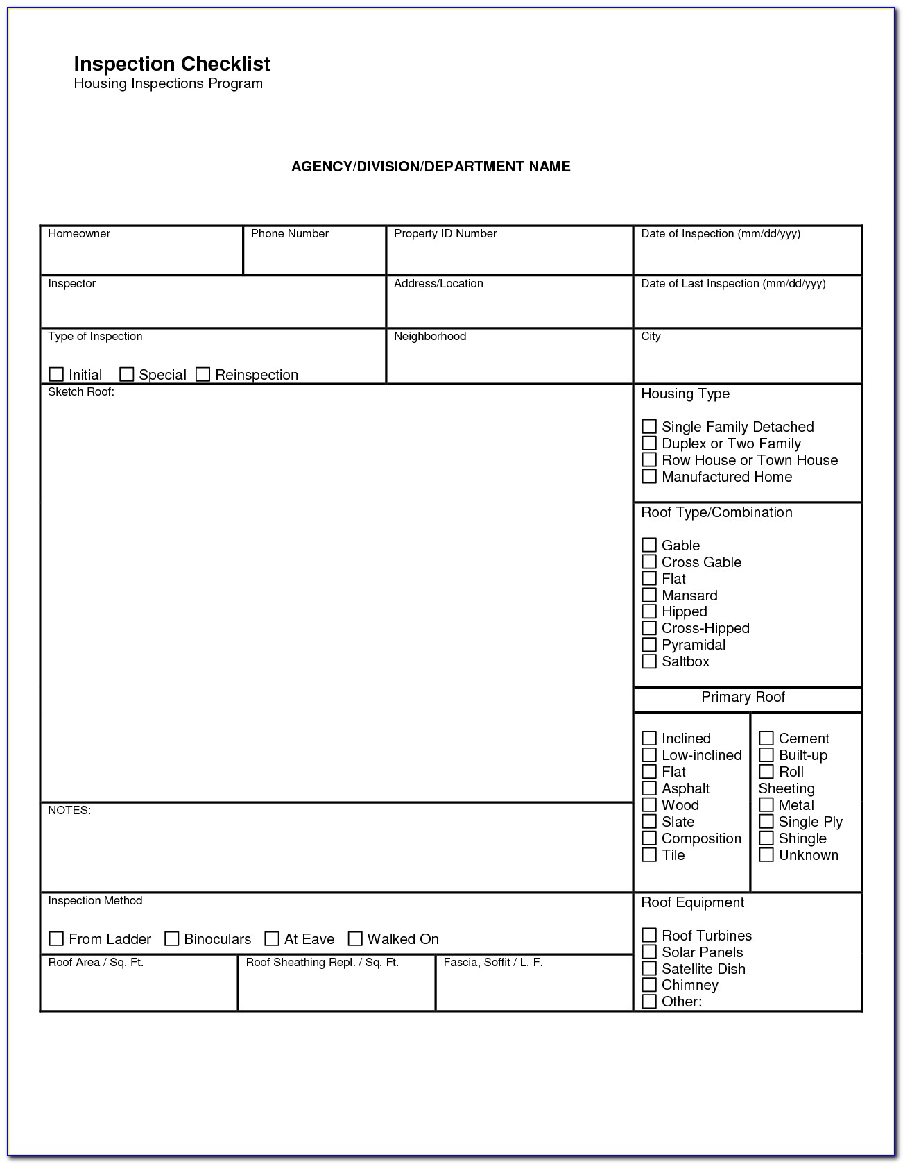 Free Roof Inspection Report Template