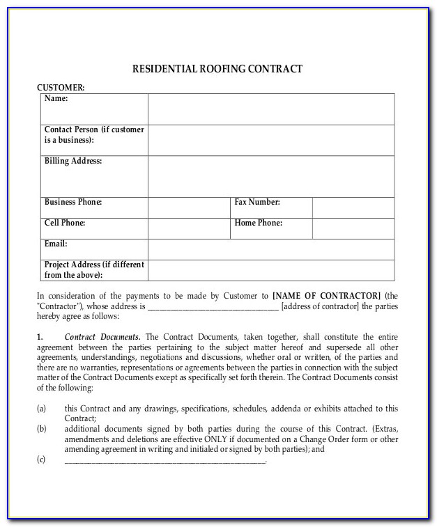 Free Roofing Contract Forms