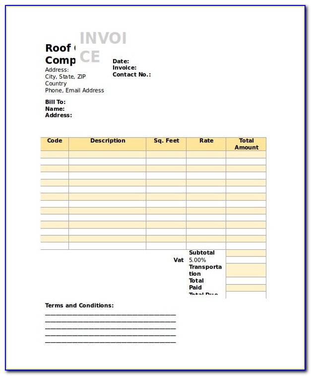 Free Roofing Receipt Template