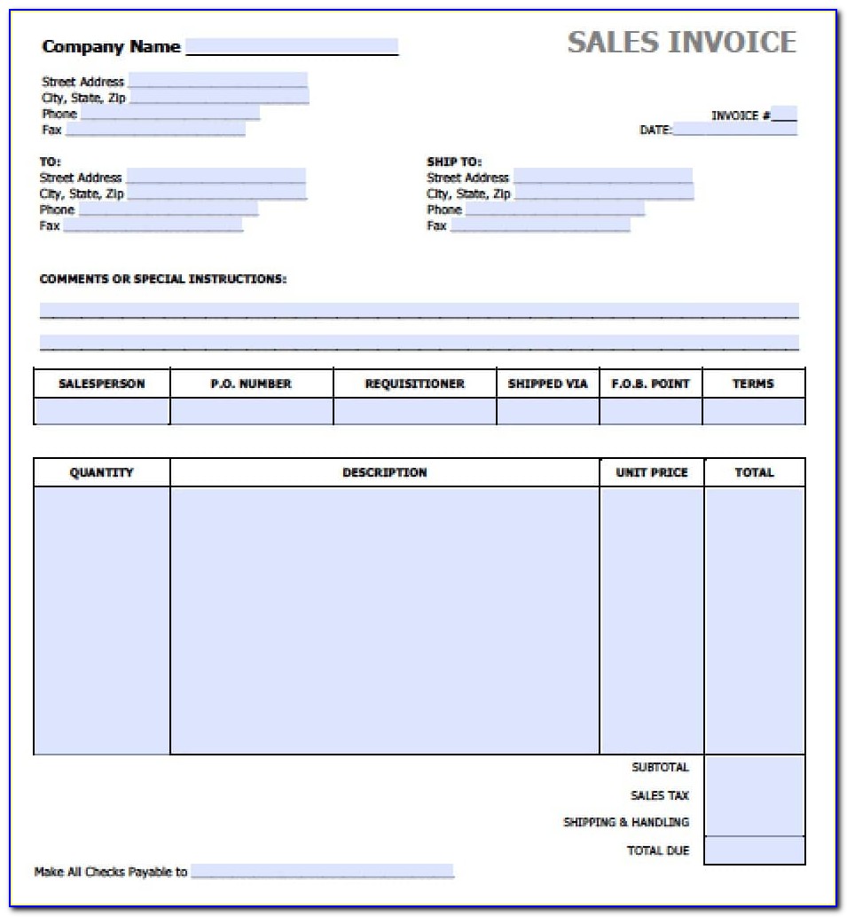 Free Sales Invoice Template South Africa