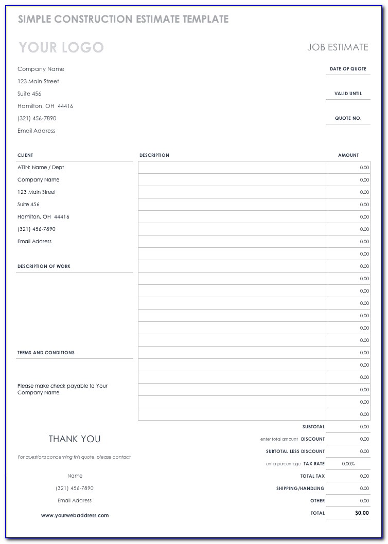 Free Sample Construction Contract Templates