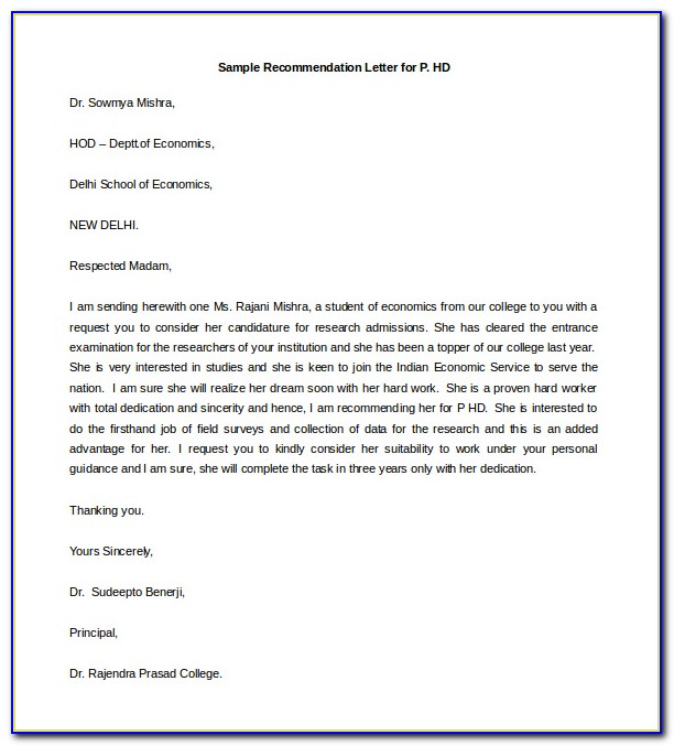 Free Sample Personal Reference Letter Template