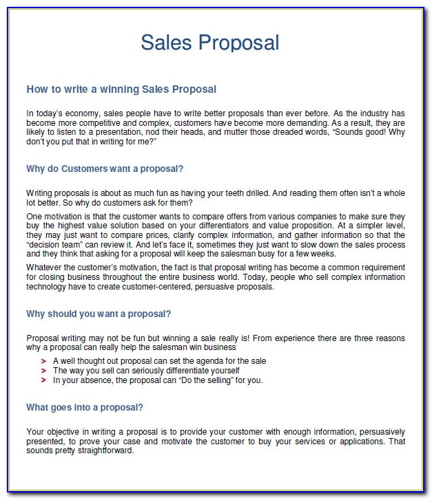 Free Sample Sales Proposal Template