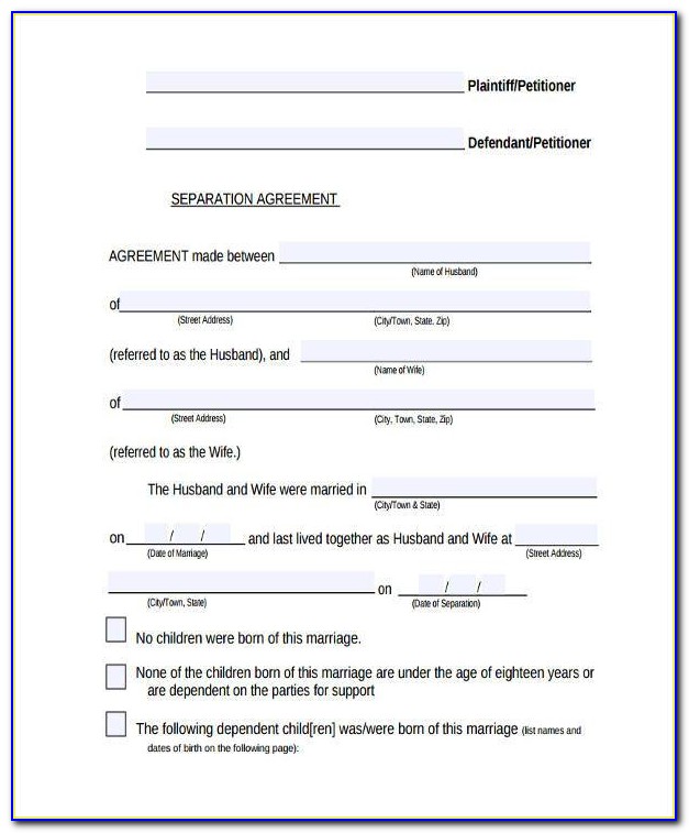 Free Separation Agreement Template South Africa