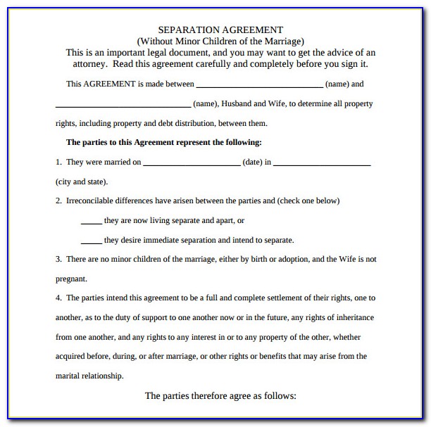 Free Separation Agreement Template Virginia