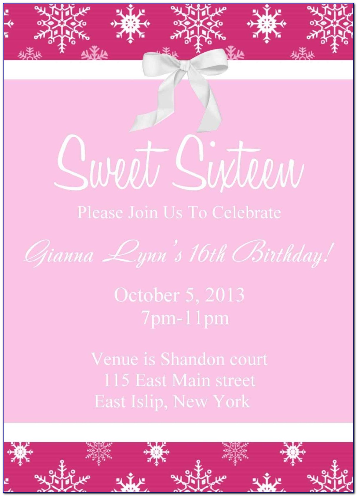 Free Sweet 16 Birthday Party Invitation Templates