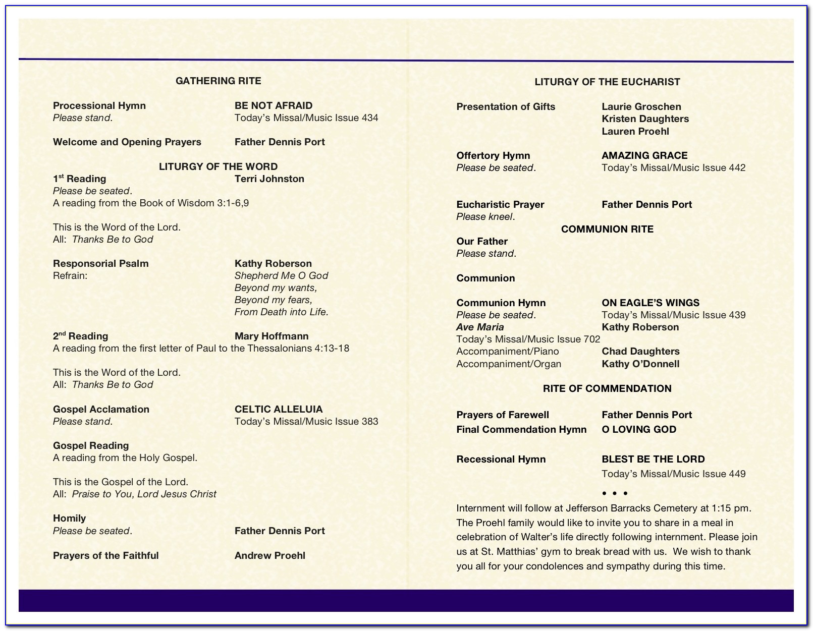 Free Template For Catholic Funeral Program
