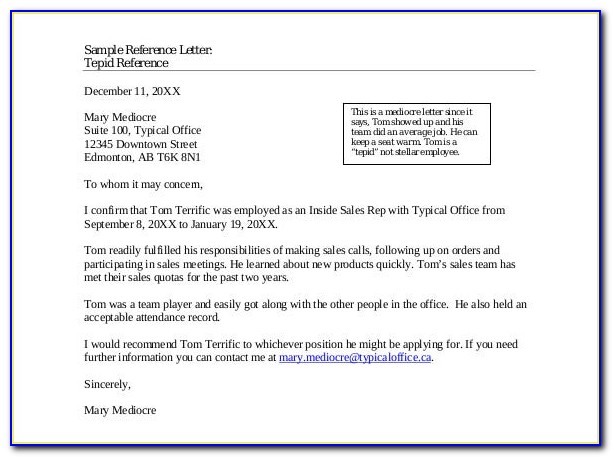 Free Template For Personal Letter Of Recommendation