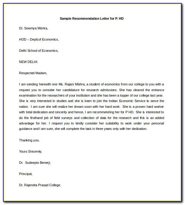 Free Template For Personal Reference Letter
