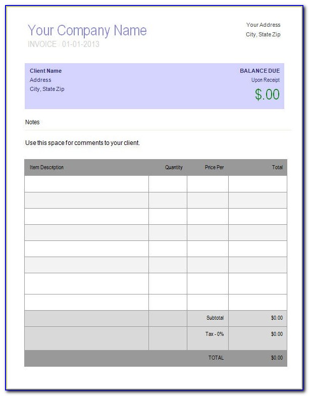 Free Templates For Invoices Printable