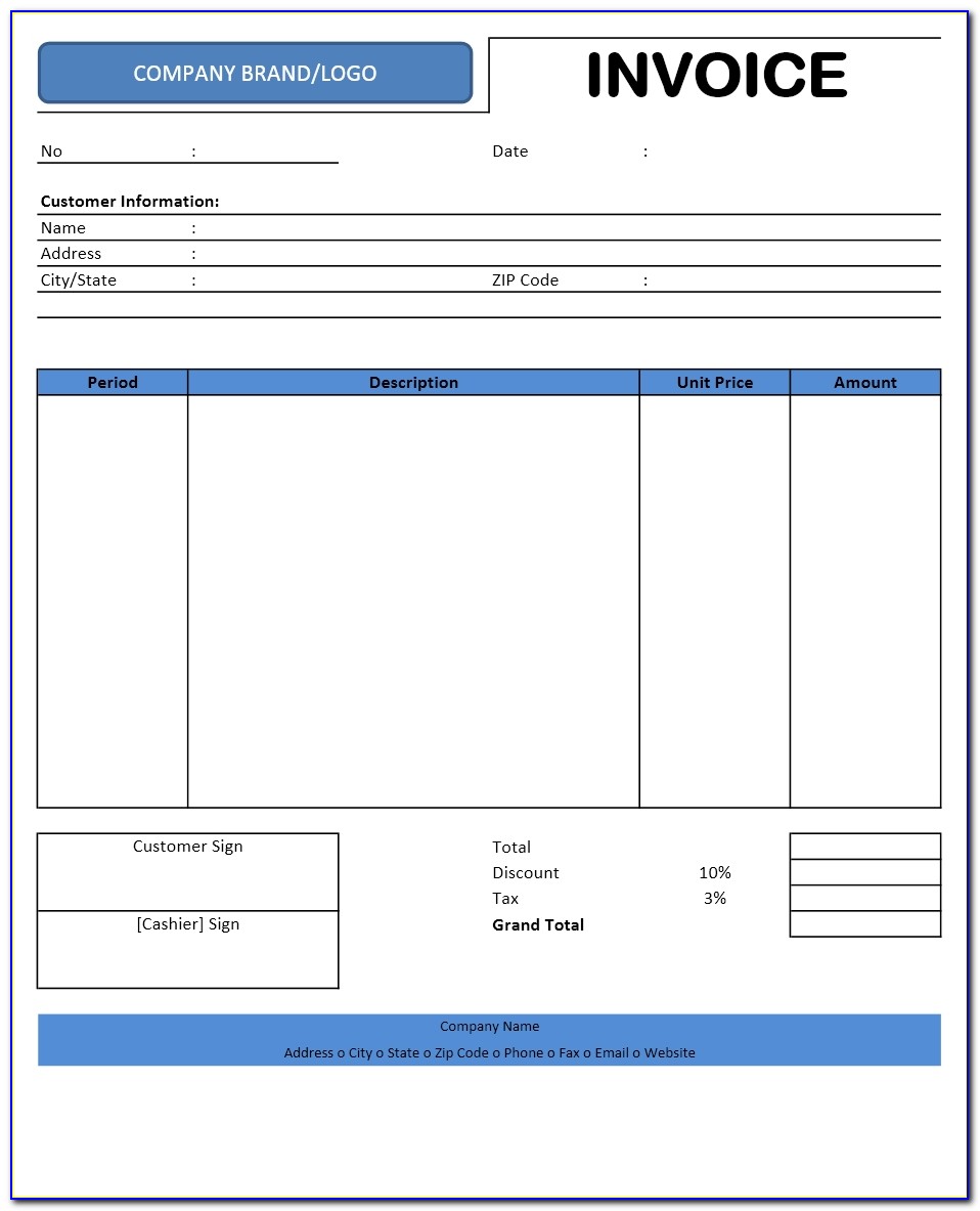 Free Templates For Monthly Bills