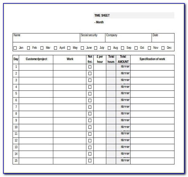Free Two Week Timesheet Template Excel