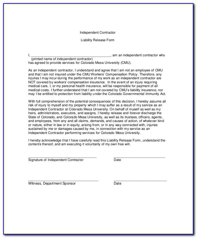 Free Waiver Form Template