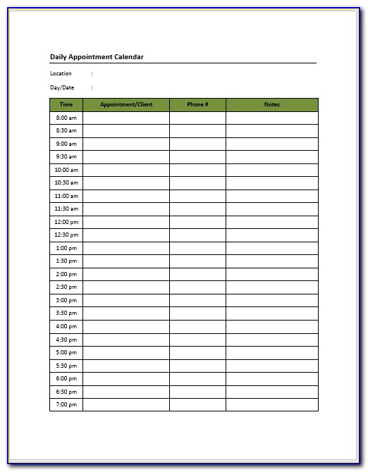 Free Weekly Appointment Schedule Template