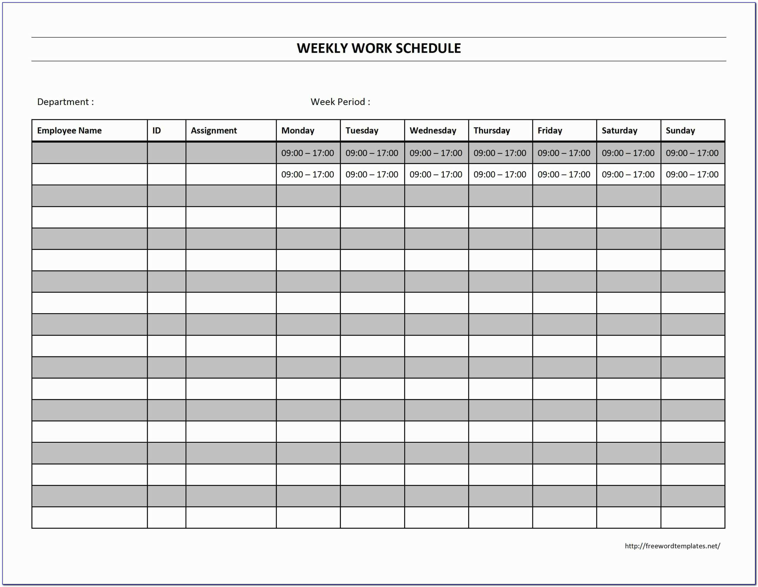 Free Weekly Staff Schedule Template