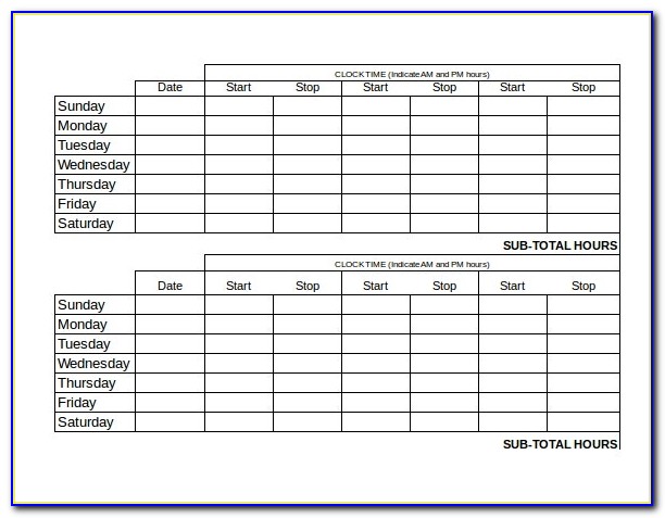 Free Weekly Timesheet Forms